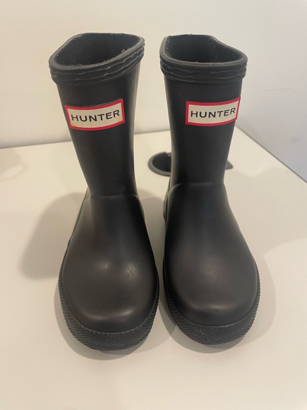 Hunter Black Kids Tall Rubber Rain Boots with Logo Size 6